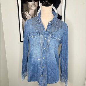 Lucky Brand  Denim Western Shirt - Blue